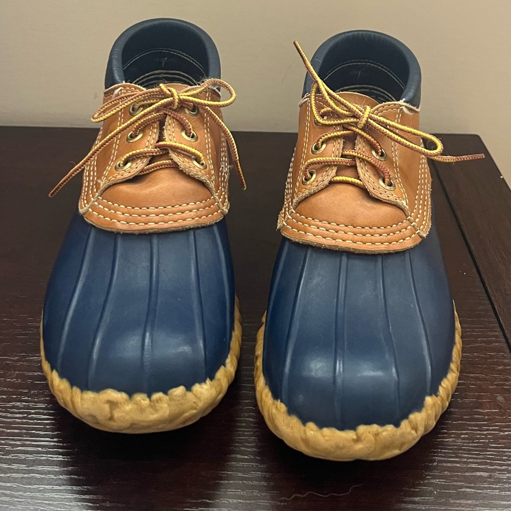L.L. Bean Navy and Tan Duck Boots
